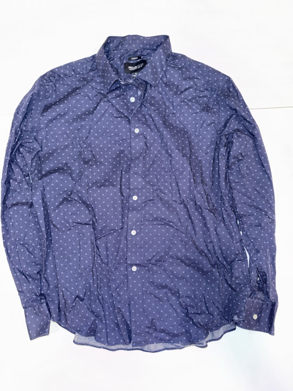 Kenneth Cole Slim Fit Navy Patterned Men's Dress Shirt